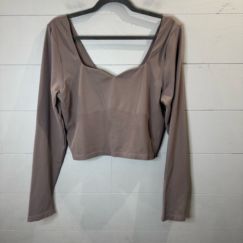 Victoria's Secret Pink NWOT Brown Long Sleeve Cropped Top Size XXL